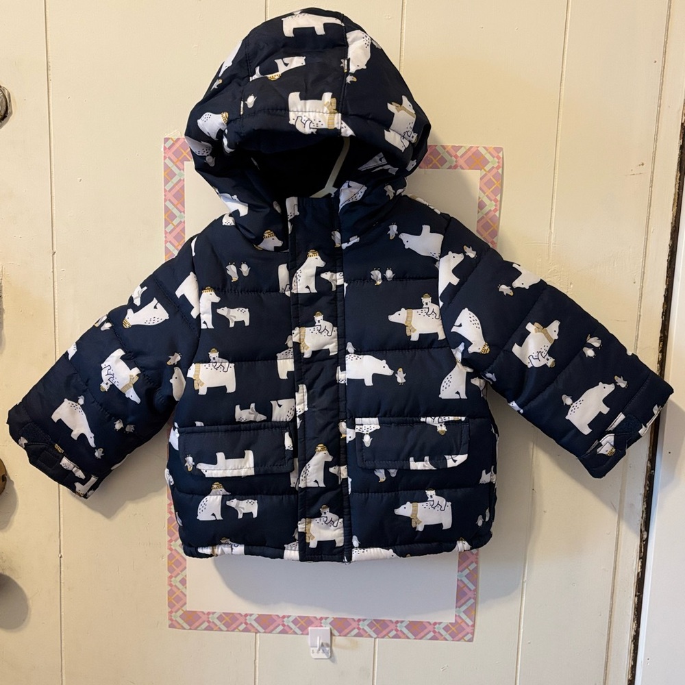 Carter's Navy Puffer Jacket with Polar Bear Design(18M)